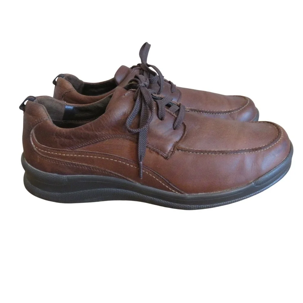 SAS Move On Mens Brown Leather Walking Shoes Moc Toe Lace Up 12.5 N Made in USA‎